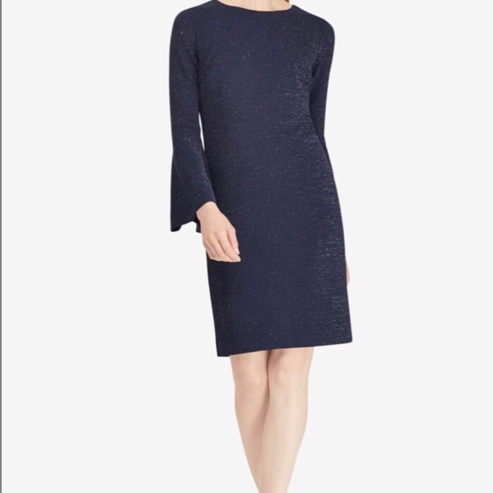 Ralph Lauren Cocktail Dress Navy Blue bell sleeves Wedding guest party dress